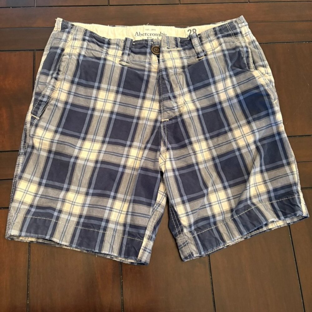 Mens Blue Plaid Abercrombie Shorts